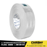 CINTA REFLECTIVA BLANCO SELLADA CON LINEAS Y LOGO 5CM(2″) 45.7 MTS
