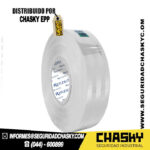Cinta Reflectiva Blanco Sellada Con Lineas Y Logo 5CM(2″) 45.7 Mts